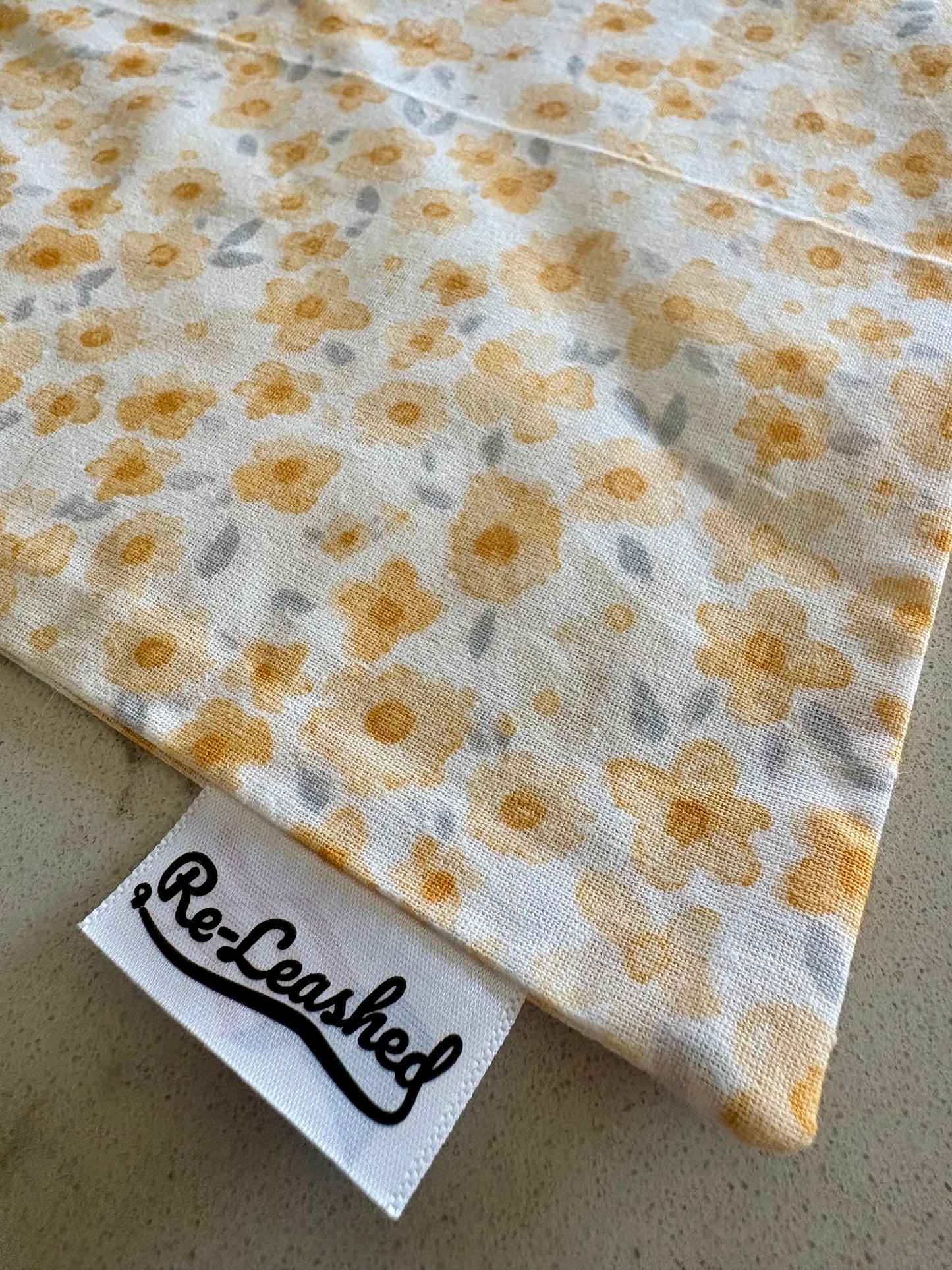 Yellow Floral No Tie Bandana