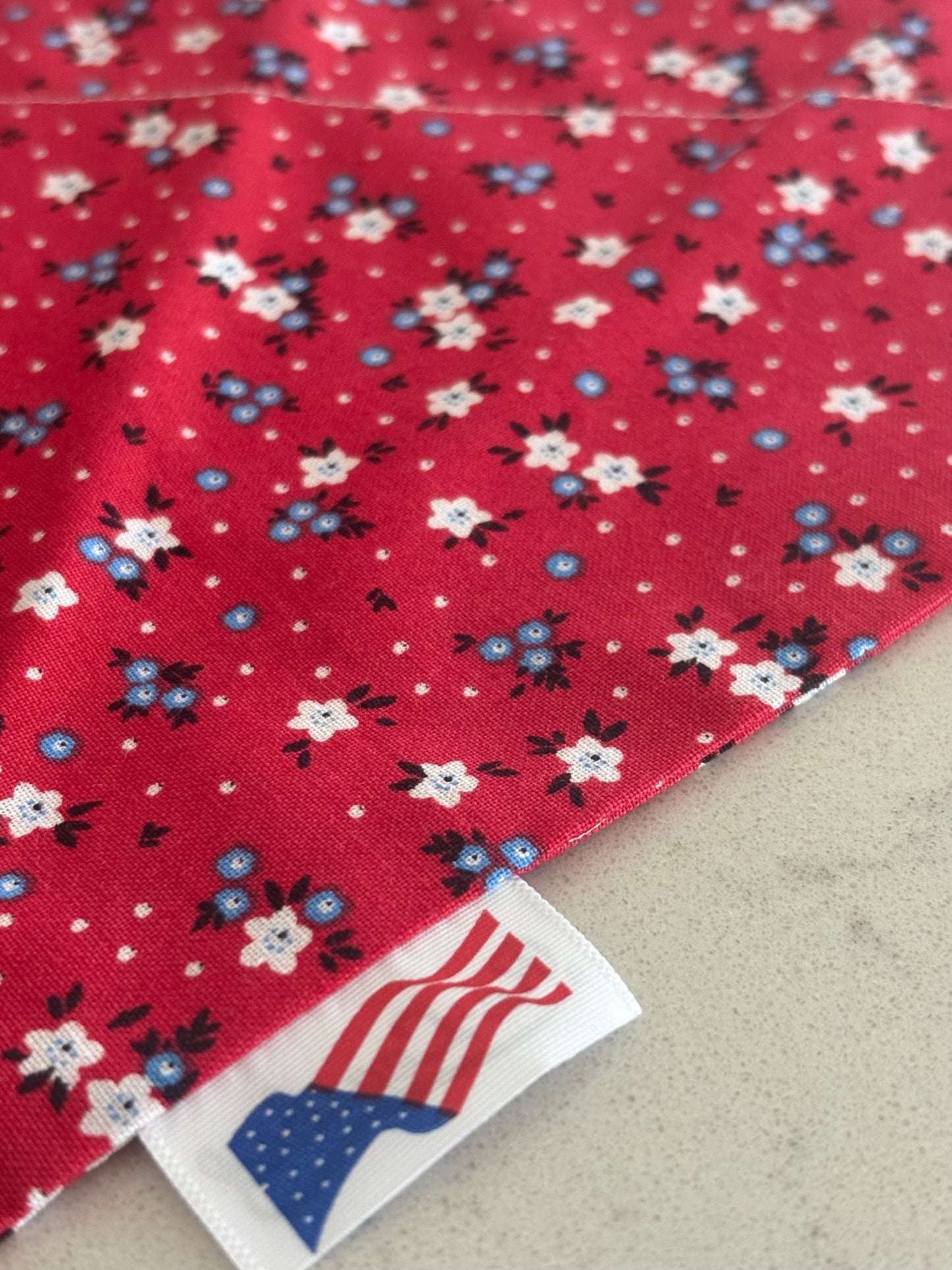 Patriotic Floral No Tie Bandana