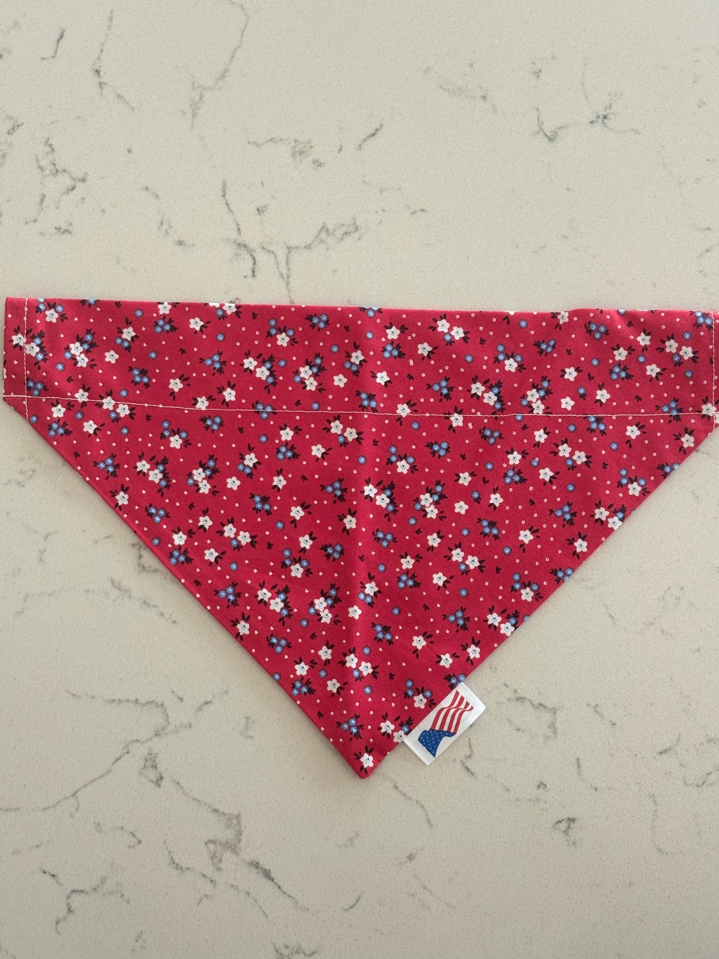Patriotic Floral No Tie Bandana