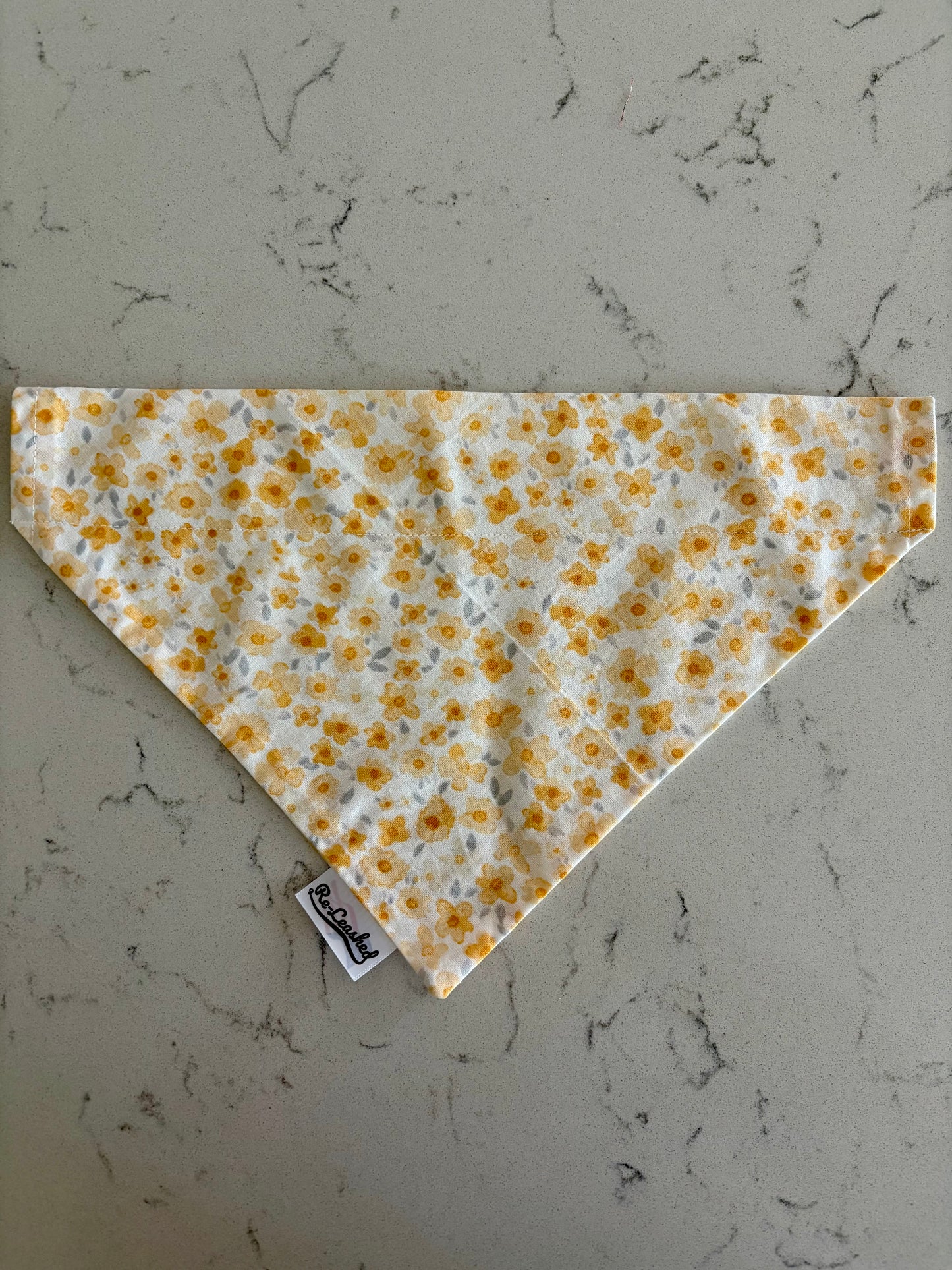 Yellow Floral No Tie Bandana