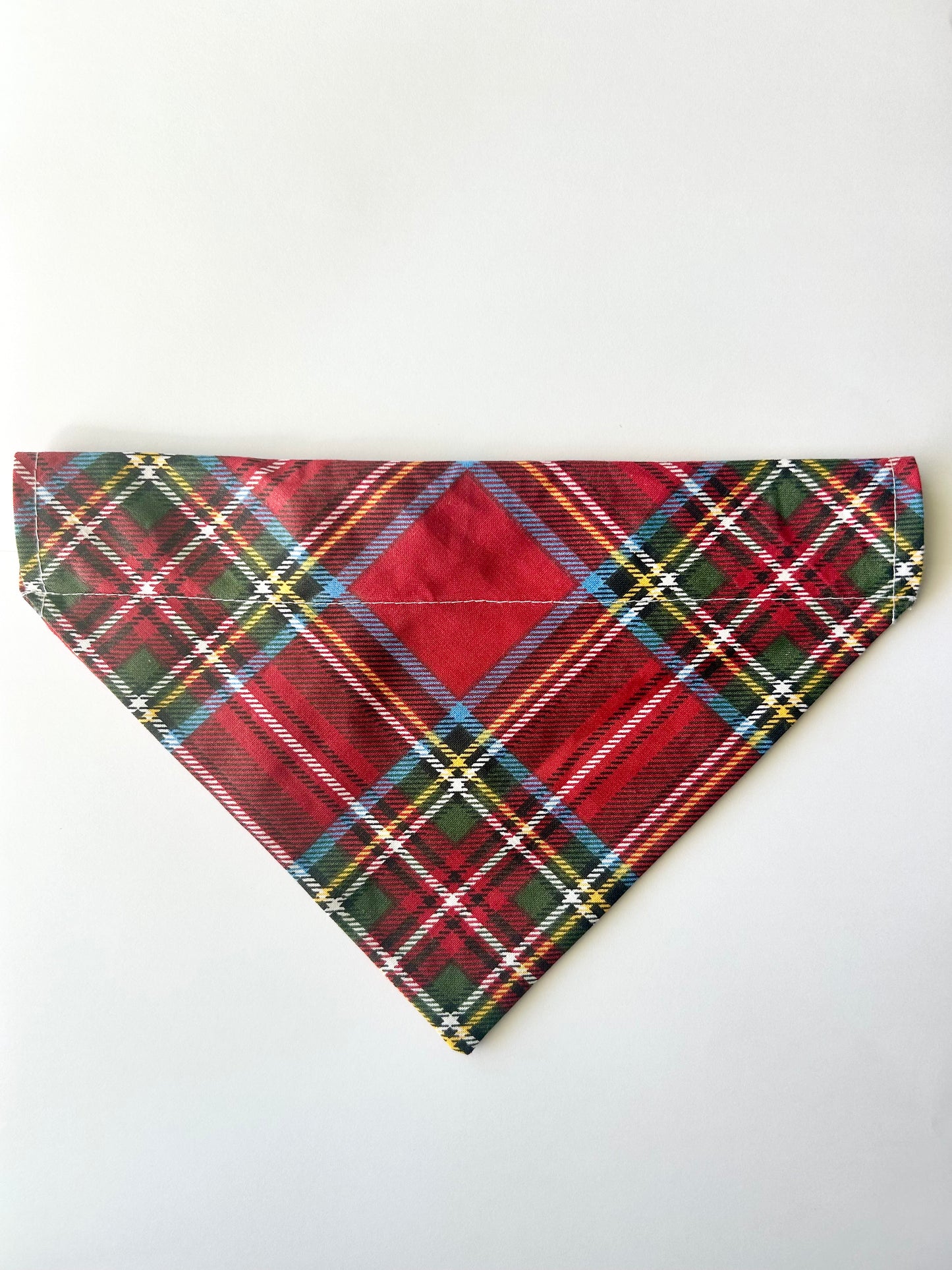 Red Plaid No Tie Bandana